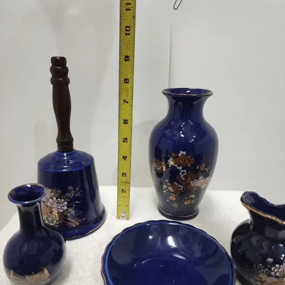 Vintage Japan Blue Cobalt Ceramic Set Lot of 5